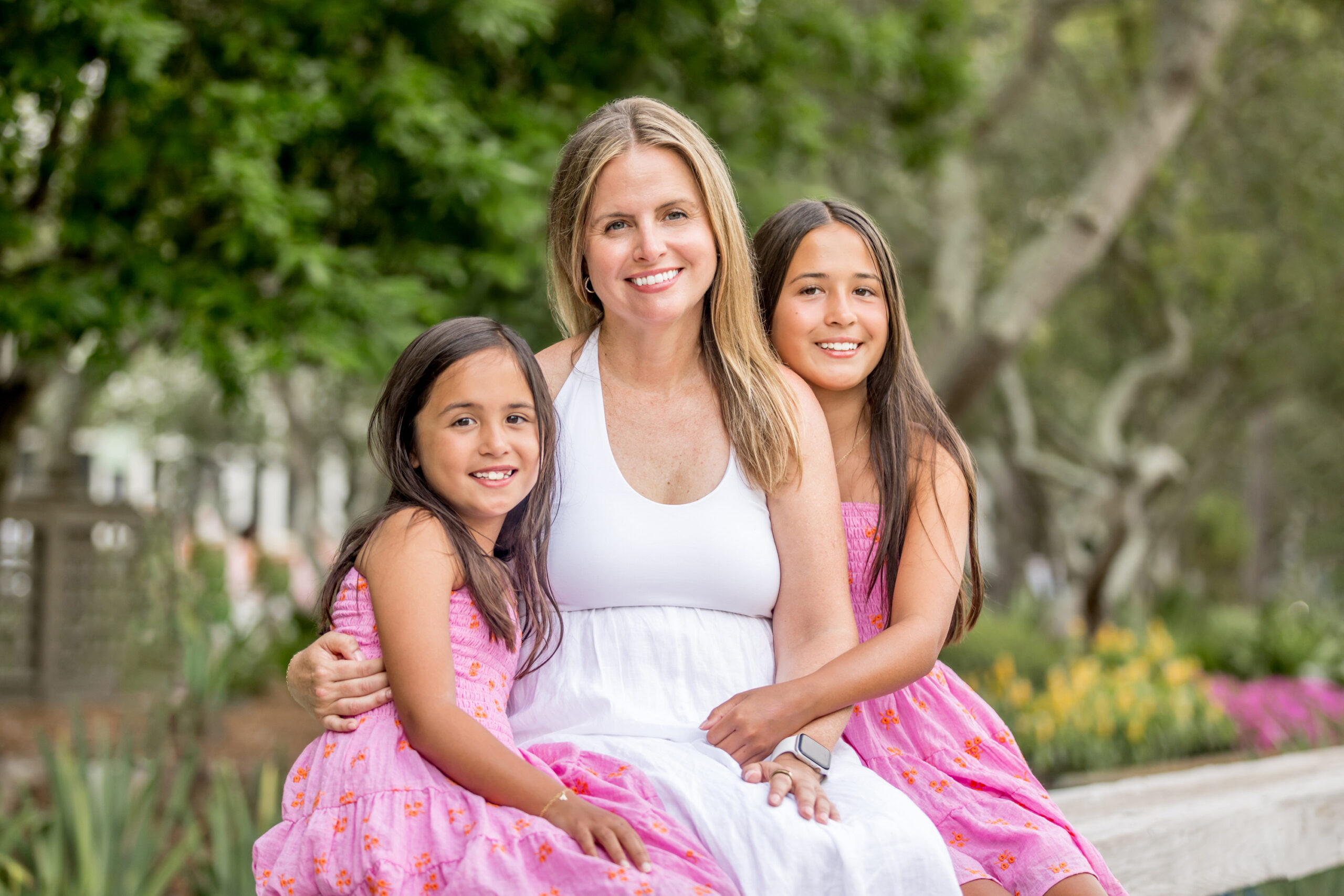 photo of mom and daughters in watercolor
